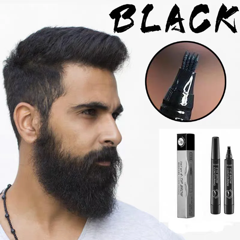 Stylo Rehausseur De Barbe 4 Pointes - Remplisseur De Cheveux Et Barbe, Double Fonction, Neuf