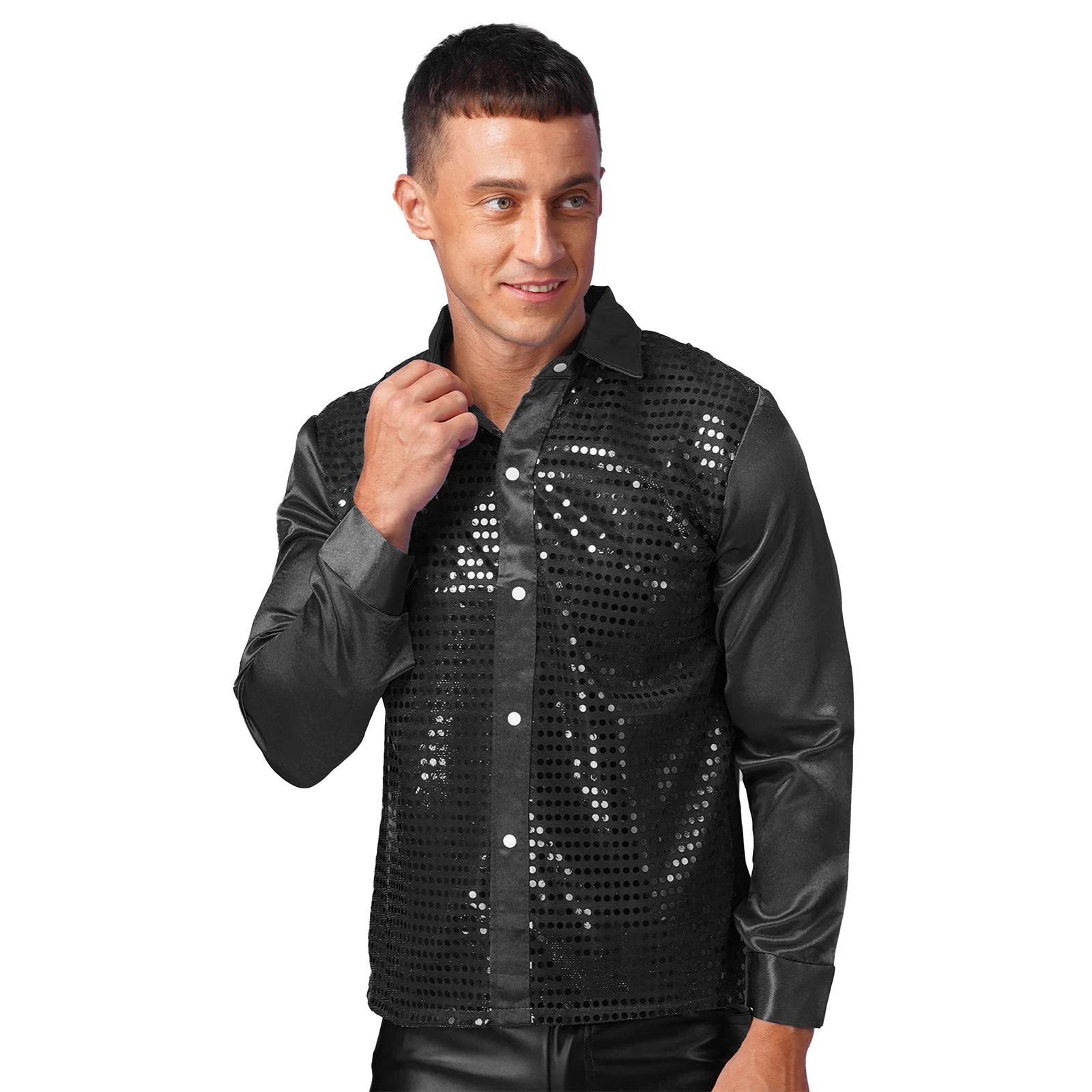 Camicia Da Ballo Uomo – Scenica Professionale Per Latino, Jazz E Sala, Colore Tinta Unita