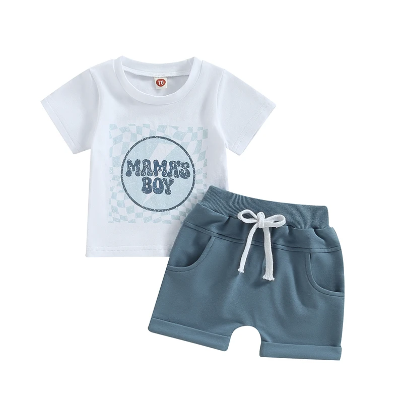 FOCUSNORM 2pcs Infant Baby Boys Summer Clothes Sets Letter Print Short