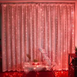LED Curtain Fairy Lights for Festive Decoration and Ambiance (Red)