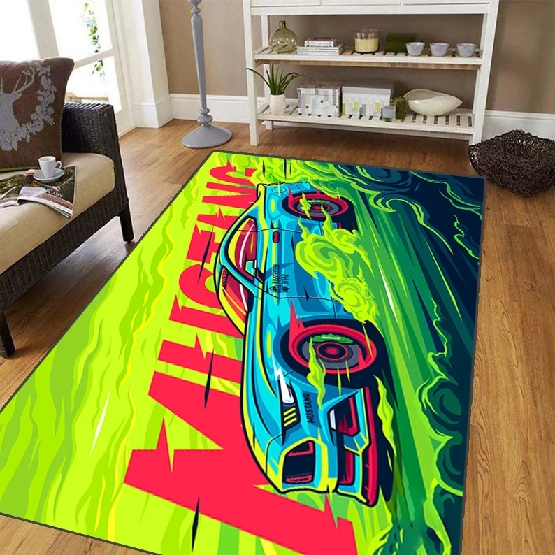 Cool Racing Car Pattern Non-Slip Area Rug