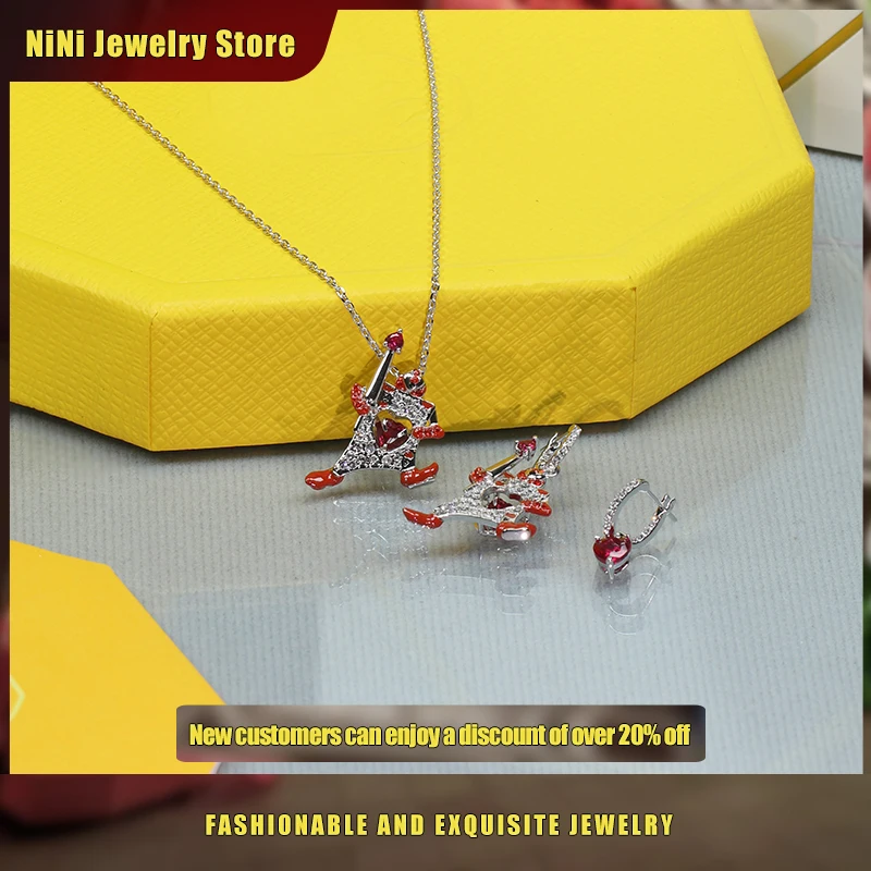 2024 New Alice Nel Paese Delle Meraviglie Collana Earr Boutique Ms. Senior Jewelry Swarovskies Orecchini Di Cristallo Per Le Donne Argento Sterling