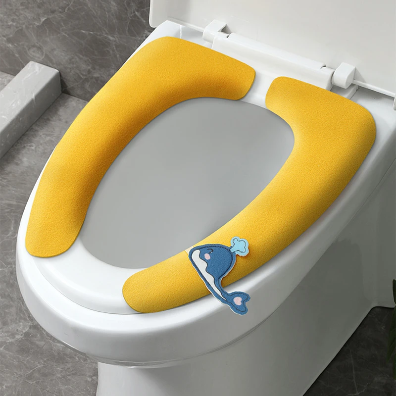 Universal Toilet Seat Cover Cartoon WC Toilet Sticky Seat Pad Washable