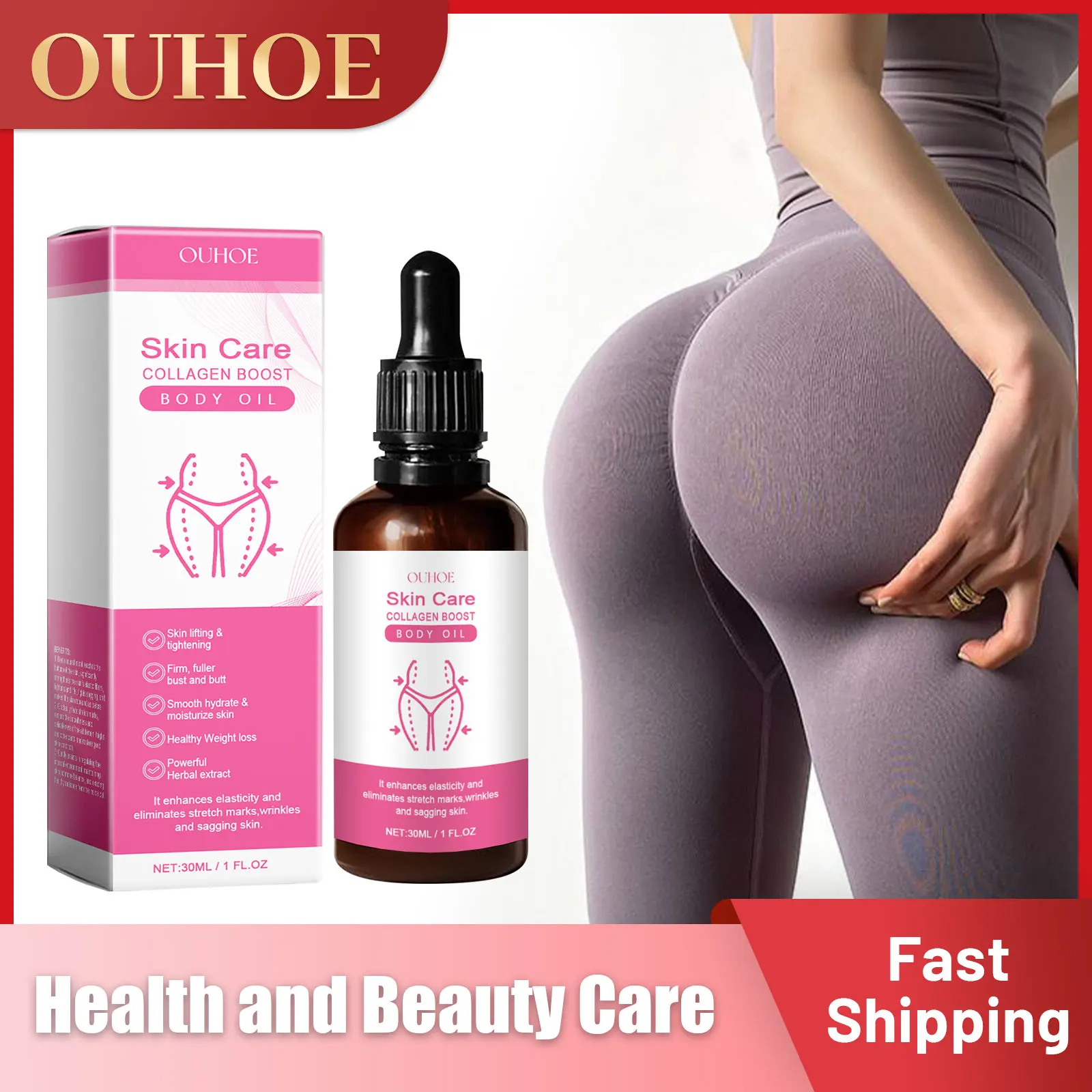 

Lift Bust Oil Collagen Boost Buttocks up Hip Enhancer Butt Breast Enlargement Plumping Firming Anti Cellulite Body Massage Care