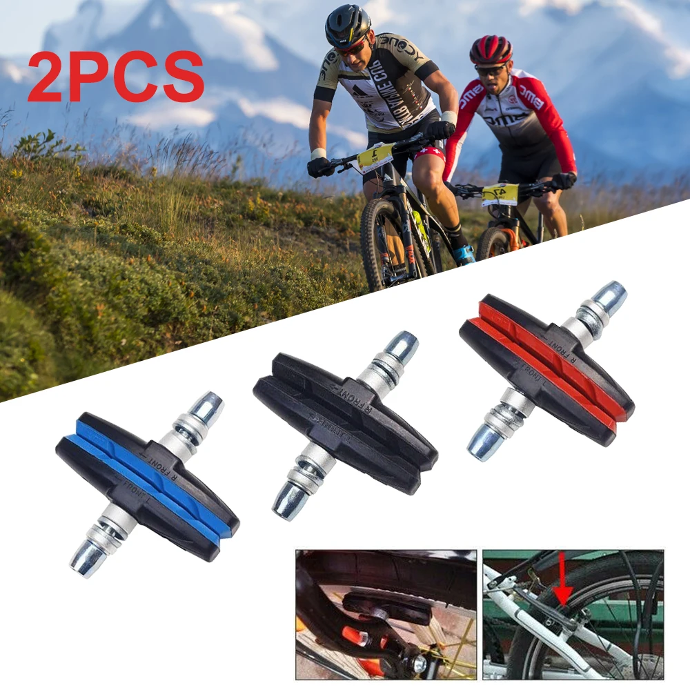 1 Pair Durable Bicycle Silent Brake Pads Cycling V Brake Holder Pads Shoes Blocks Rubber Pad For Long-lasting Performance Good mtb road mountain bike brake pads bicycle braking v brake holder shoes rubber blocks durable cycling equipment bike accessories