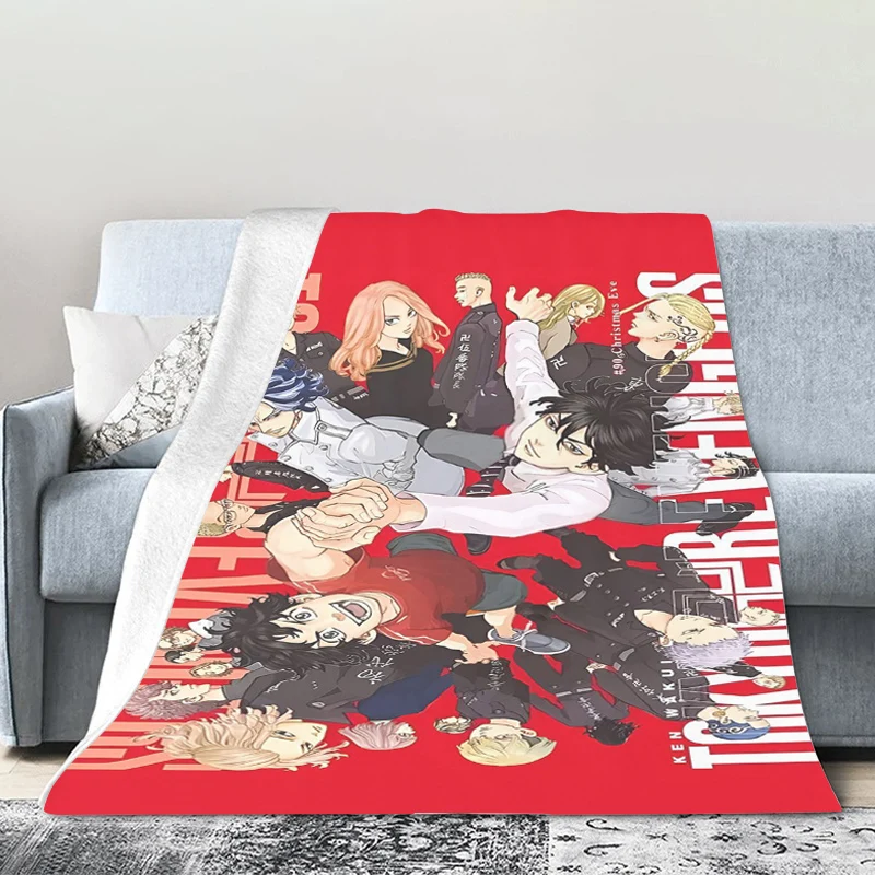 Anime Sofa Blankets for Winter D-Tokyo D-Revengers Microfiber Bedding Warm Bed Fleece Flannel King Size Fluffy Soft Blankets 2