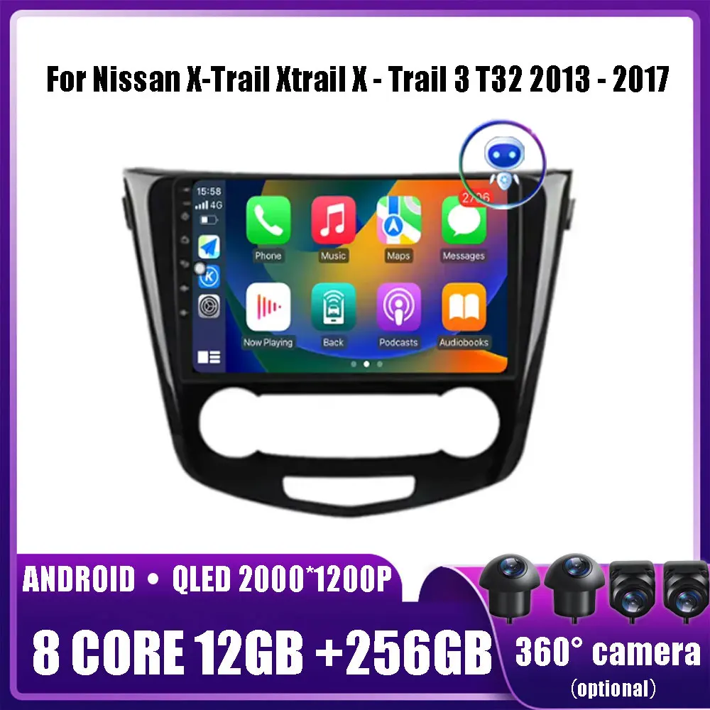

Android 14 для Nissan X-Trail Xtrail X-Trail 3 T32 2013-2017, автомобильный мультимедийный плеер, головное устройство, стерео, GPS-навигация, Wi-Fi, DVD