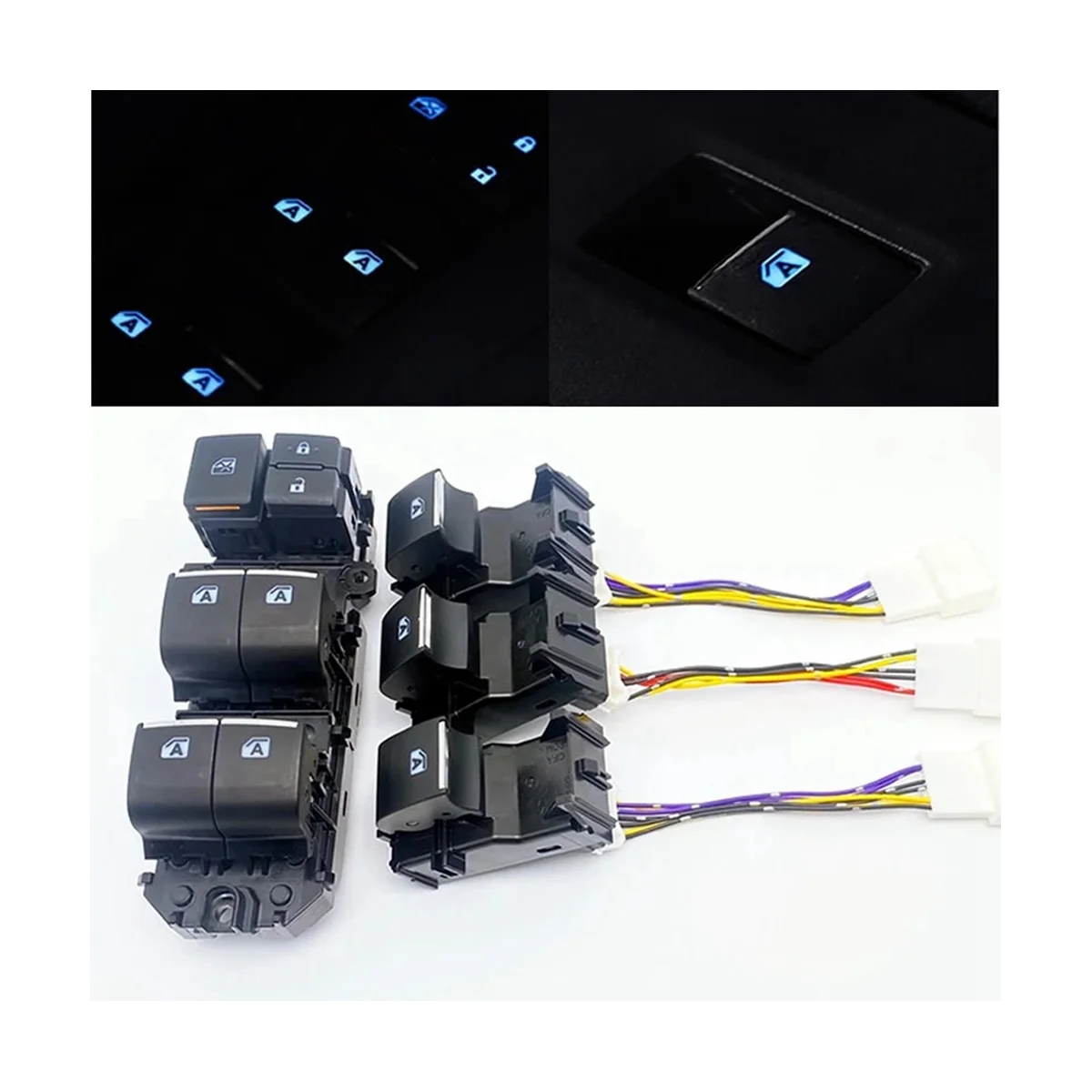 

Car LED Power Single Window Switch Main Switch and Single Switch Sold for Toyota RAV4 2019-2022 Left Driving Backlight