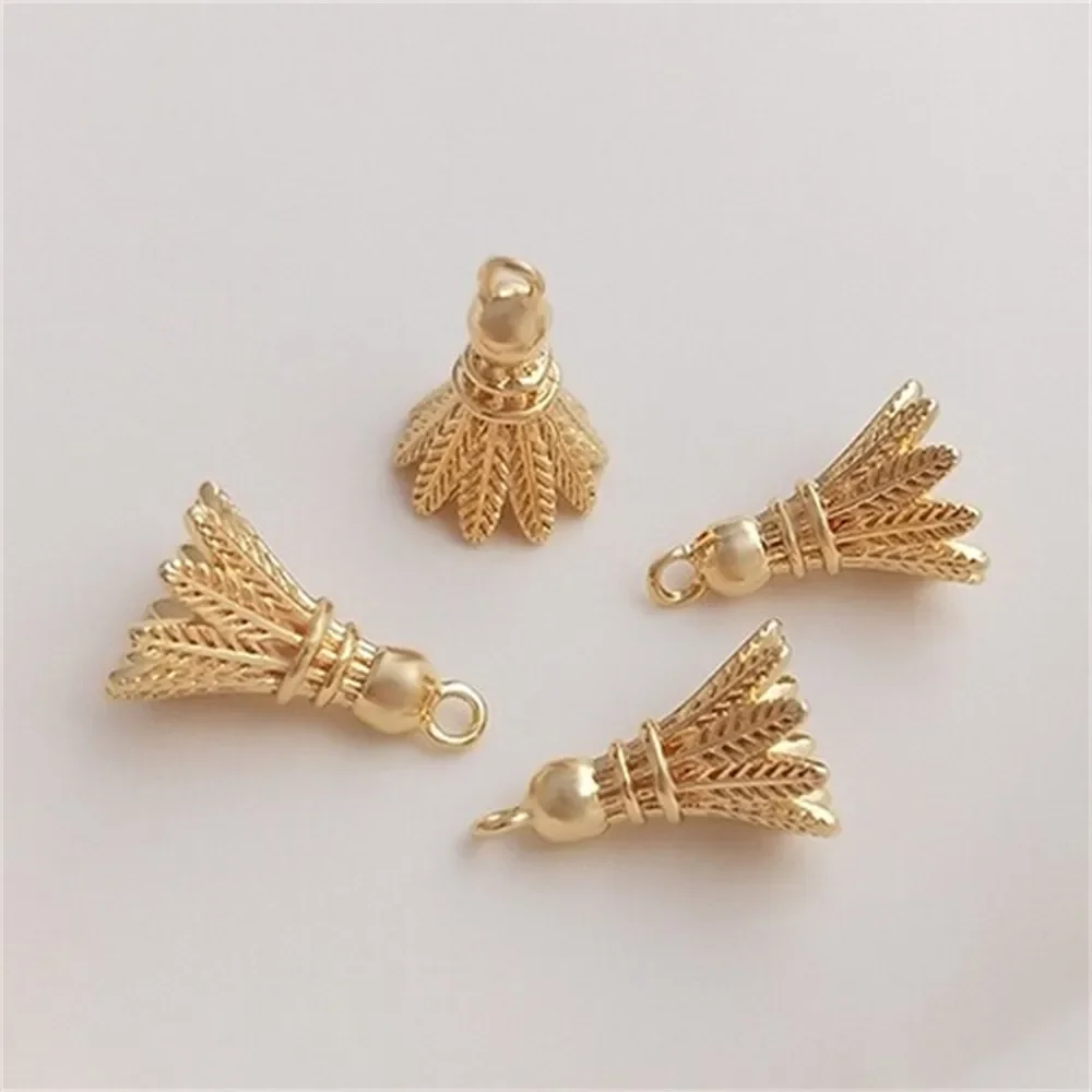 

14K Copper Clad True Gold Badminton Pendant Handmade DIY Necklace Earrings Bracelet Jewelry Tassel Charm Pendant K322