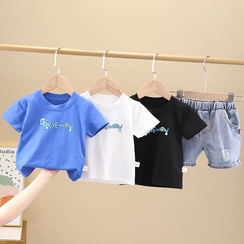 

HM-Baby Clothes Toddler Boy Clothes 0-5 - Years Old Summer Short-Sleeved Shorts Suit Baby Printed Shirt Two-Piece Suit