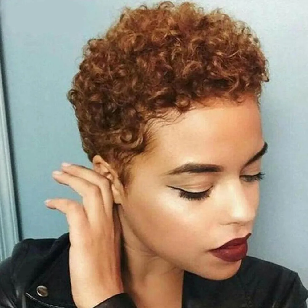 Human Hair Wigs Short Bob Pixie Cut Wig Human Hair Afro Kinky Curly Wigs Brazilian Hair Virgin Full Machine Cheap For Women