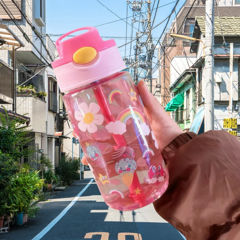 Charming 480ml BPA-Free Water Bottle with Straw & Leak-Proof Lid