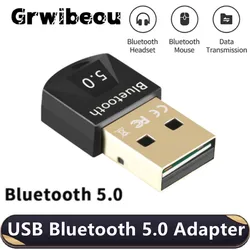 Grwibeou USB Bluetooth 5.0 Adapter Wireless BT 5.0 Dongle Music Audio Receiver Transmitter for PC Speaker Mouse Laptop Printer