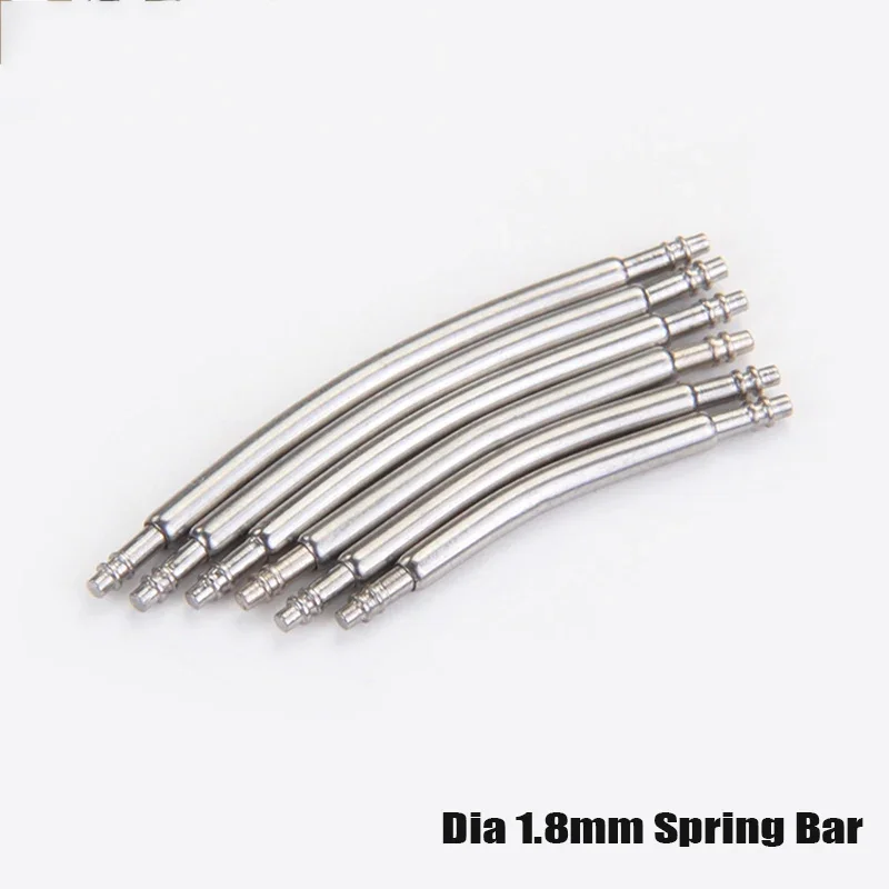 20PCS Curved Stainless Steel Spring Bars for Watch Strap Buckles, 1.8mm Diameter, 16mm-26mm Width Range