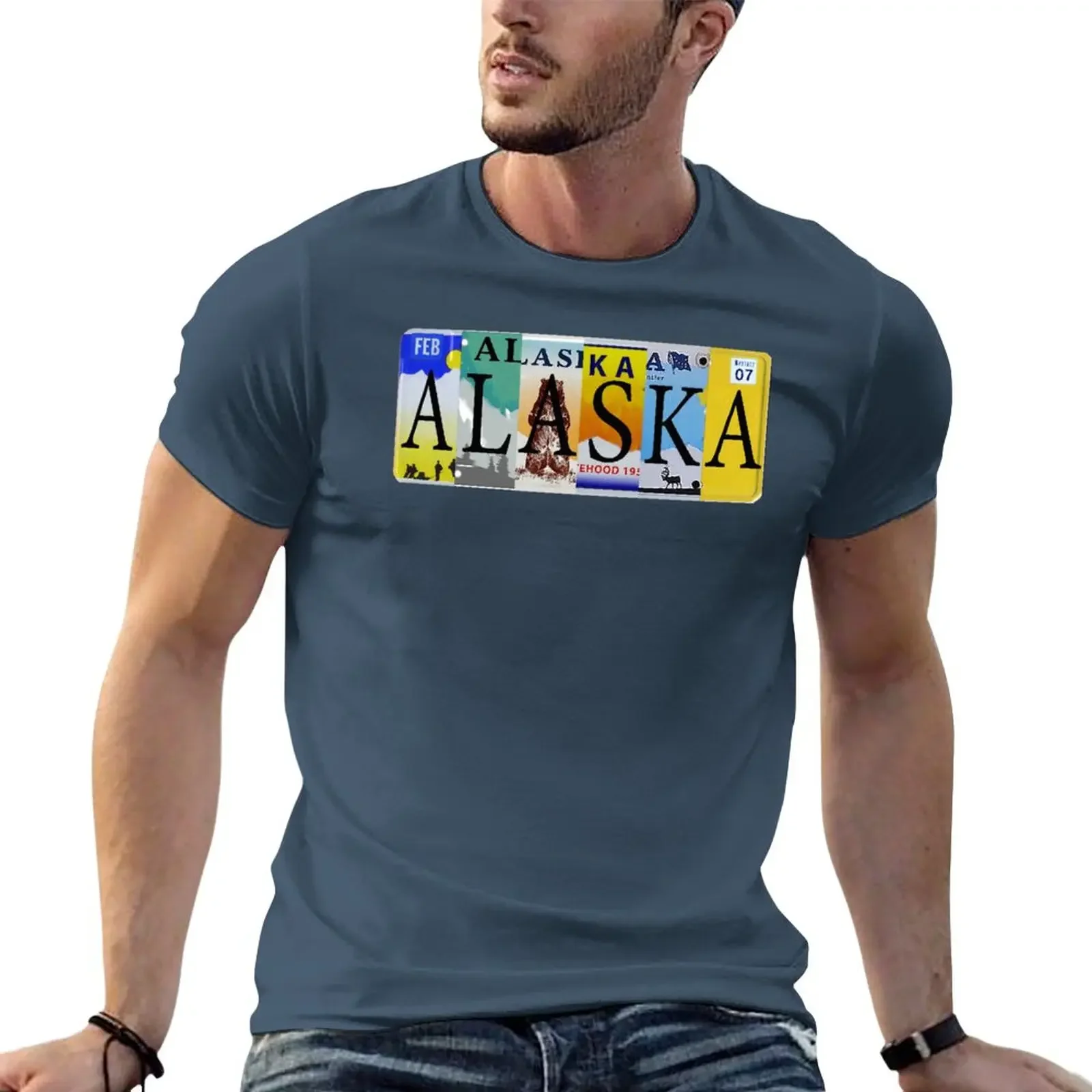 

Alaska License Plates T-Shirt hippie clothes customs new edition black t shirts for men