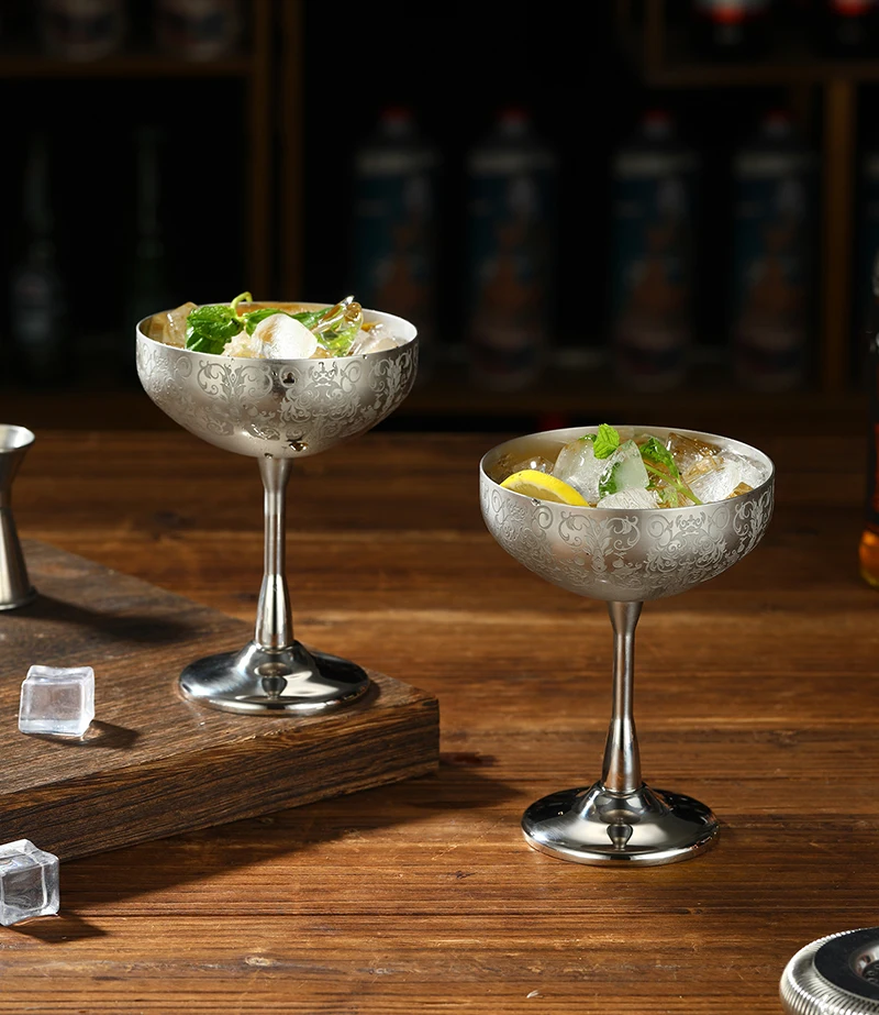Stainless Steel Martini Cocktail Glasses