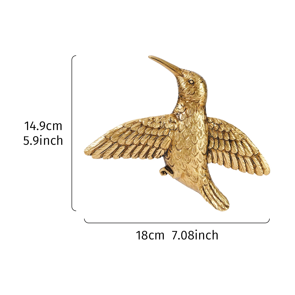 1PC, a simple golden winged flying hummingbird-shaped interior decoration wall hanging, for home wall decoration