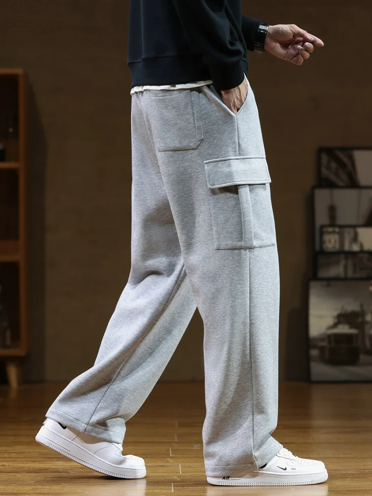 2023 Autumn New Sweatpants Men Multi-Pockets Drawstring Cotton Casual Track Pant Male Loose Straight Trousers Large Size 8XL - Image 3