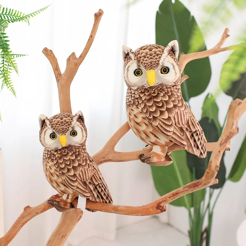 Simulation Owl Plush Toy Soft Stuffed Lifelike Doll Desktop Pet Funny Children's Performance Game Props Birthday Gift