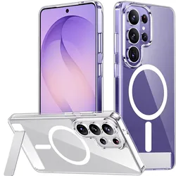 Ultra - Thin Magnetic Phone Case with Invisible Bracket Magsafe and Military Grade Shock - Absorption - Samsung S24Ultra (Clear)