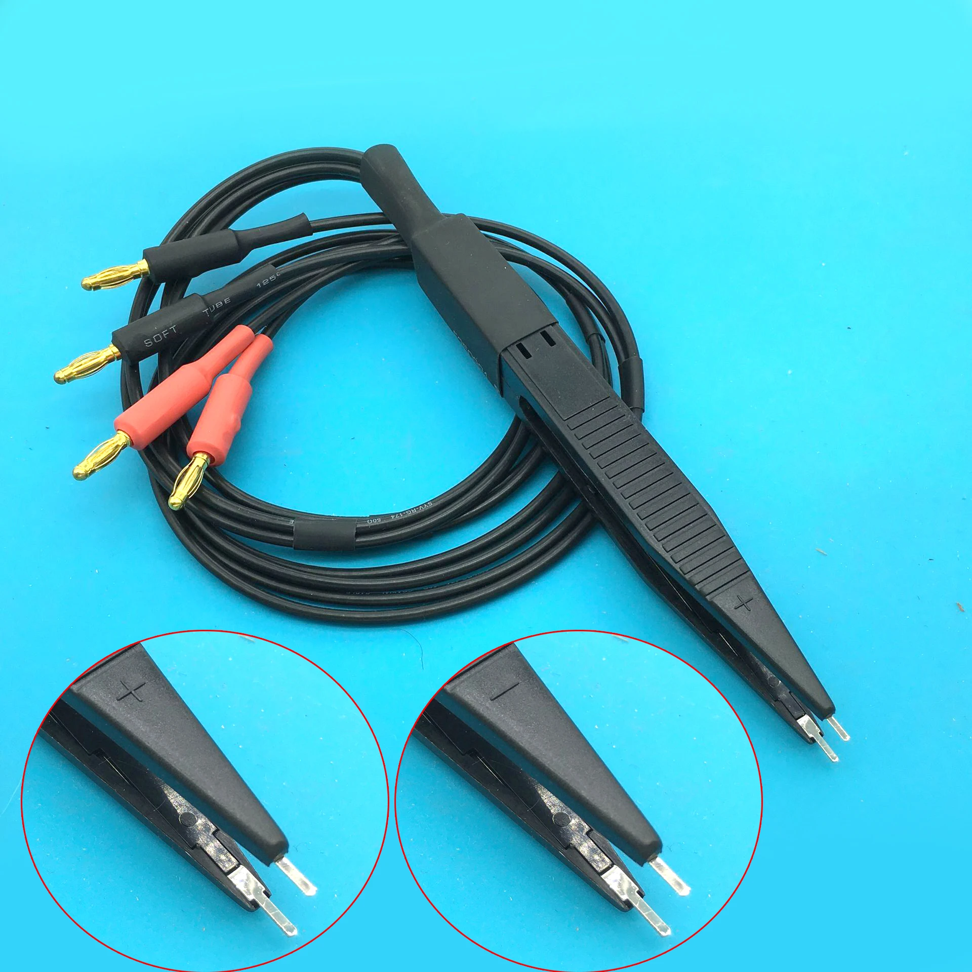 

4mm banana plug clips shielded cable low resistance LCR clip probe leads test meter terminal kelvin Positive negative tweezers