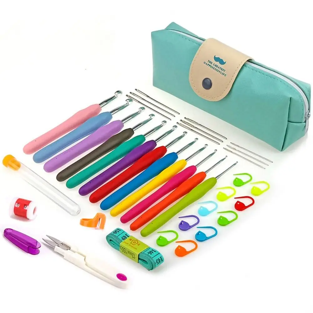 Ergonomic Handles Crochet Hooks Set Soft Handles 5/9/12Size Knitting Needles for Beginners Bolded 2-8mm Crochet Needle Kit 3