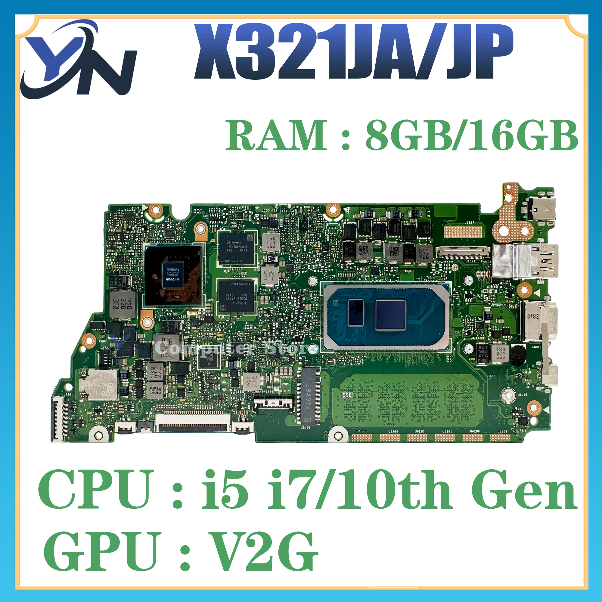 

X321J Mainboard For ASUS X321JA X321JP X321JQ S333J Laptop Motherboard i5 i7 10th Gen V2G RAM-8GB/16GB 100% TEST OK