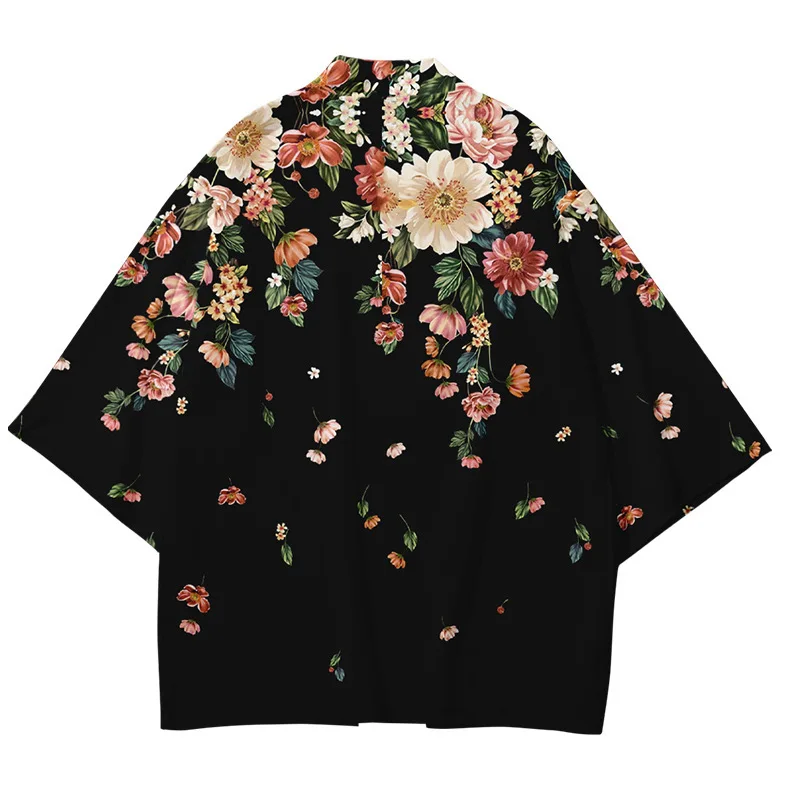 

2023 Japanese kimono women's shirt bathrobe Haori Obi beach men's kimono Cardigan Japanese street clothing jacket