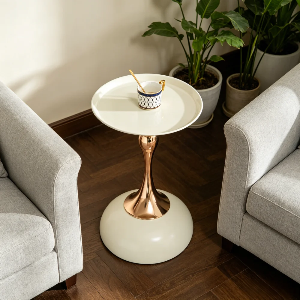 Tables Ye Moderne Martini - Petite table d'appoint ronde pour salon, table d'appoint de 38 cm avec base en métal, table circulaire blanche pour chambre à coucher et table de chevet, table à thé pour balcon, tables d'appoint d'angle pour lit 1 Tables Ye Moderne Martini - Petite table d'appoint ronde pour salon, table d'appoint de 38 cm avec base en métal, table circulaire blanche pour chambre à coucher et table de chevet, table à thé pour balcon, tables d'appoint d'angle pour lit 1