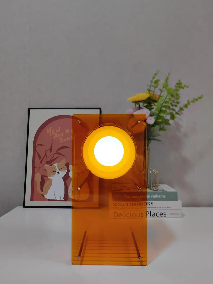 RGB 16 Colors DIY Lamp Desk Acrylic Moon Ambient Light Nordic Style Cordless Rechargeable Bedroom Lamp Indoor Decoration 30*15cm