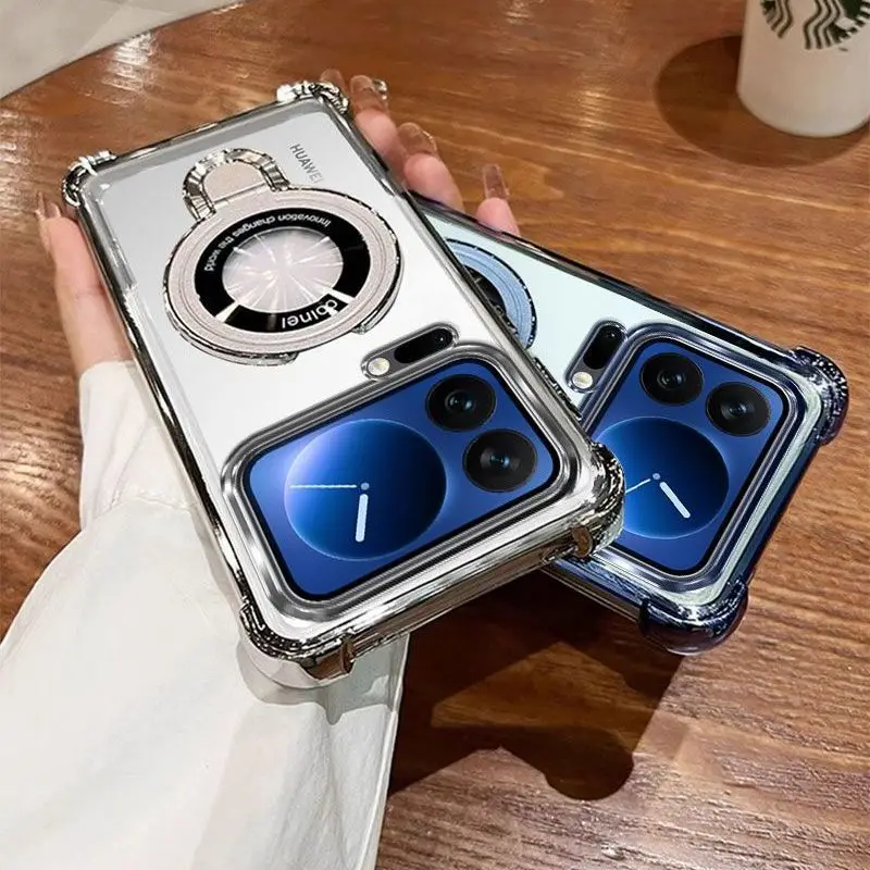 Luxury Electroplating Transparent Silicone Stand TPU Cover