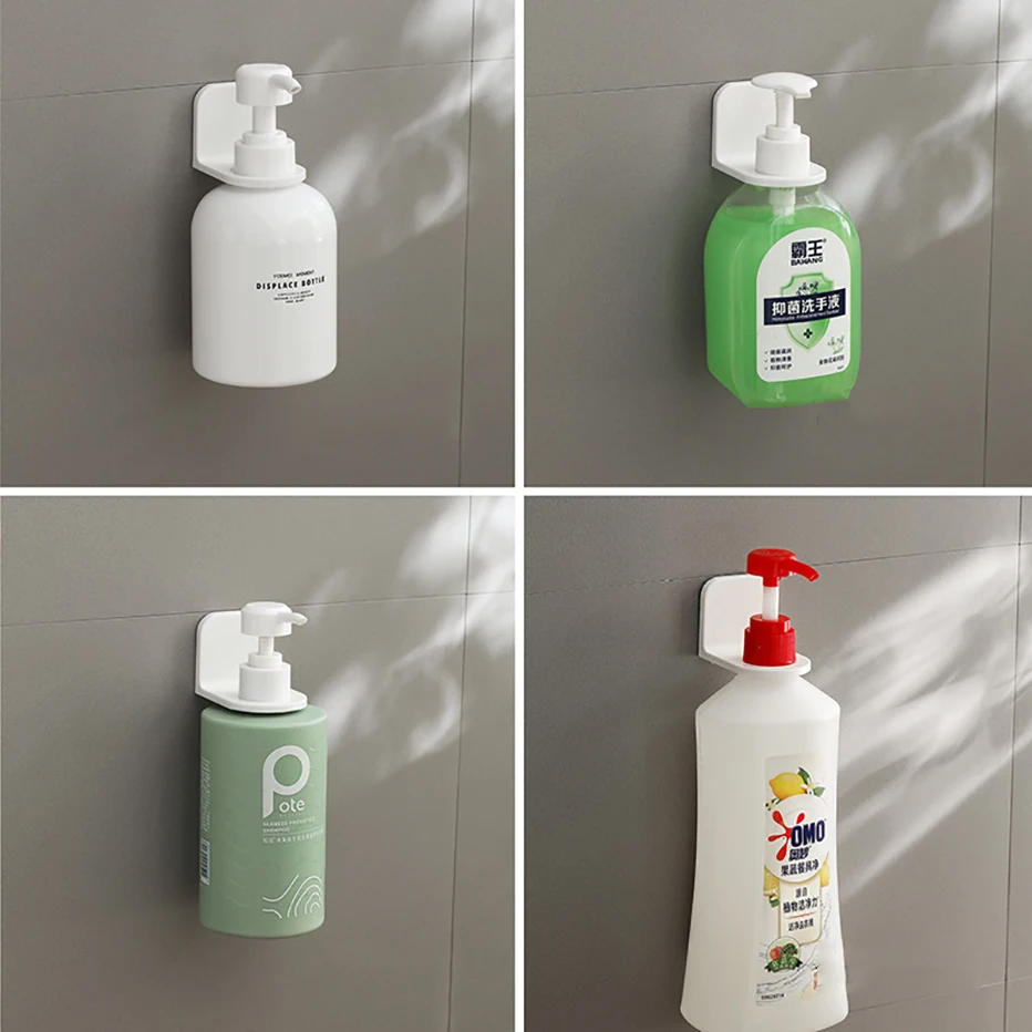 Dispenser Bottle Holder Adjustable Dispenser Bottle Holder Wall Mounted Adhesive Shampoo Lotion Hand Soap Bottle Hanger Bathroom Storage Rack
