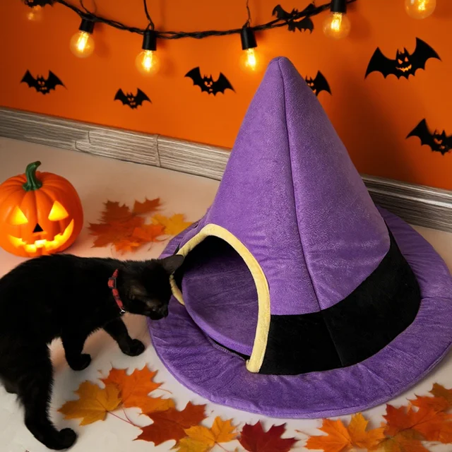 New Halloween Soft Pet Cat Bed Semi-Enclosed Winter Small Dog Nest Animal Sleeping House Accessories Outdoor Indoor Basket Cat