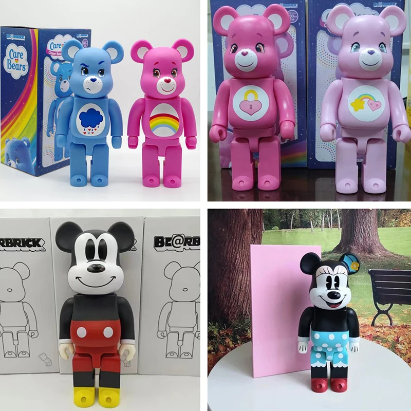 

Disney Stitch Mickey Bearbrick 400% Statue Care Bears Bear Brick Sculpture Porch Desktop Ornaments Action Figure Home Decor