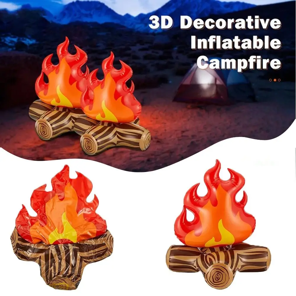 PVC Inflatable Campfire Model Simulation Camping Accessory Simulated Flame Gas-filled Flame Camping Props Toys Party Decoration