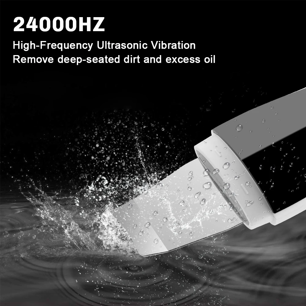 White ABS Stainless Steel Ultrasonic Face Scrubber Spatula