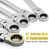 Ratchet Spanner Wrench Set 8-22mm Gear Ring Ratcheting Combination Wrench Kit Metric Flexible Head with Canvas Bag 2