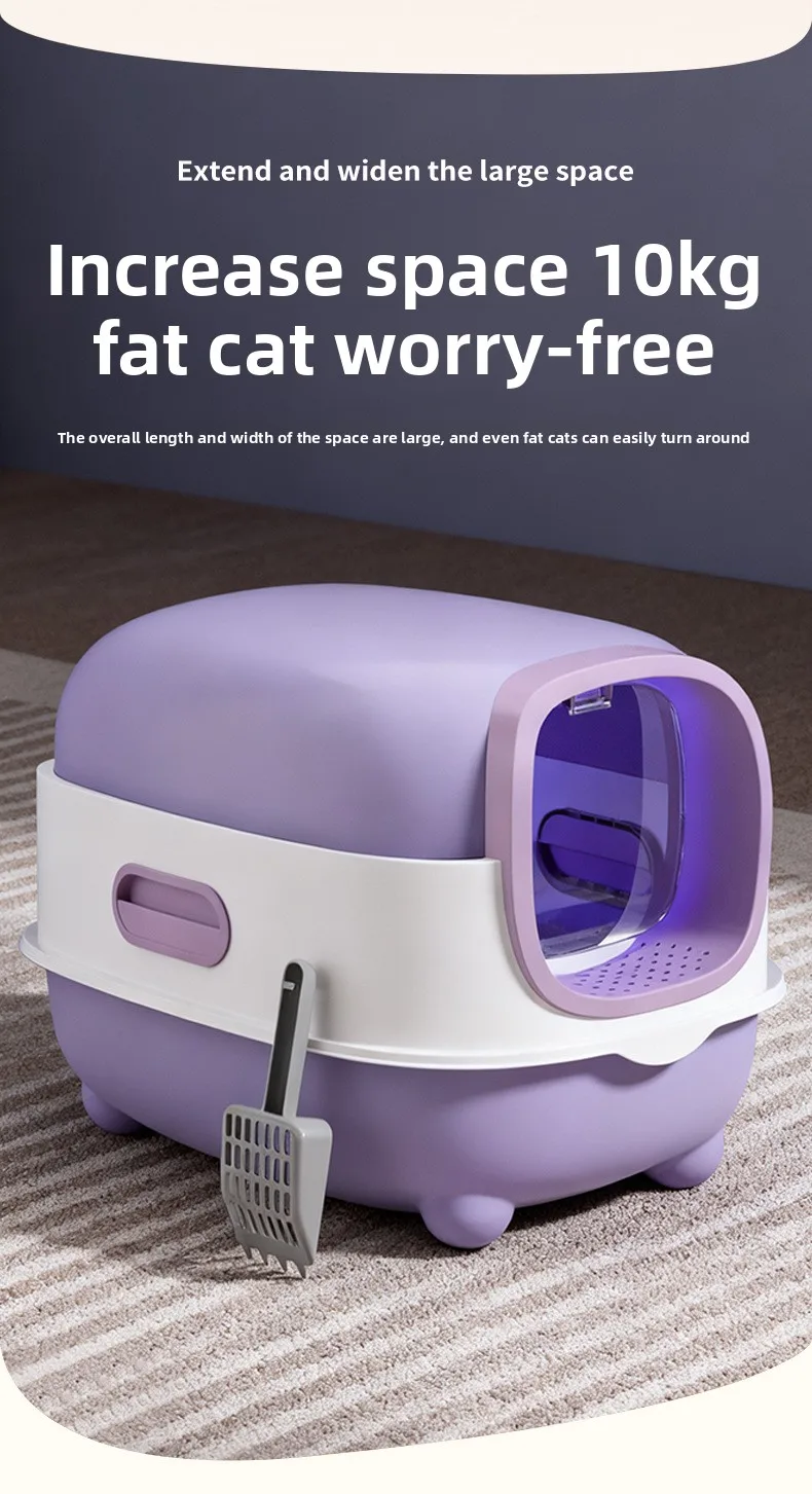 Fully Enclosed Cat Litter Box With Automatic Uv Odor Control_voghion.com