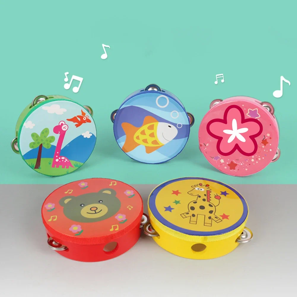 Tambourine Polyester Portable Wood 6 Inch Baby Gifts Cartoon