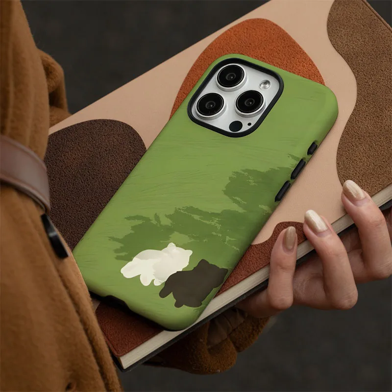 Cartoon Cat Phone Case with 2-in-1 Film Shell Cover
