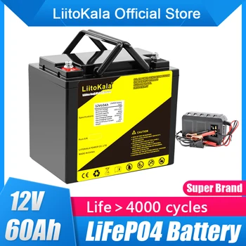 LiitoKala-paquete de baterías de litio de 12V, 50ah, 60ah, 12,8 V, LiFePO4, para sistema de almacenamiento de energía Solar, cargador de barco eléctrico Yatch 14.8V20A 2
