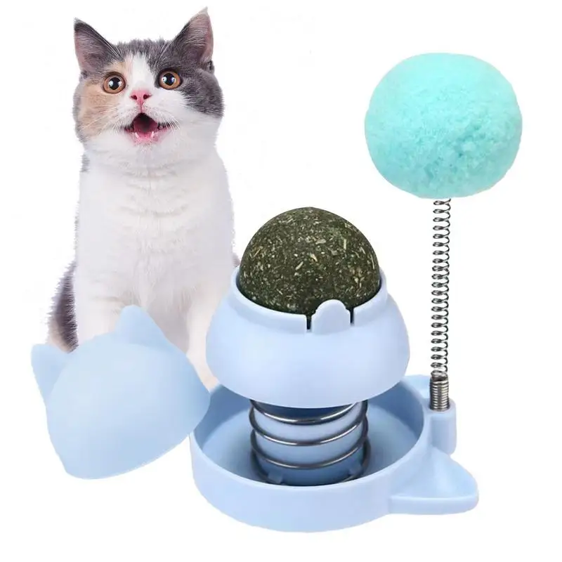 

Кошачья мята, безопасные и вращающиеся игрушки, креативные кошачьи лижущие мячи для чистки зубов кошки, пружинный мяч для стены, товары для домашних животных