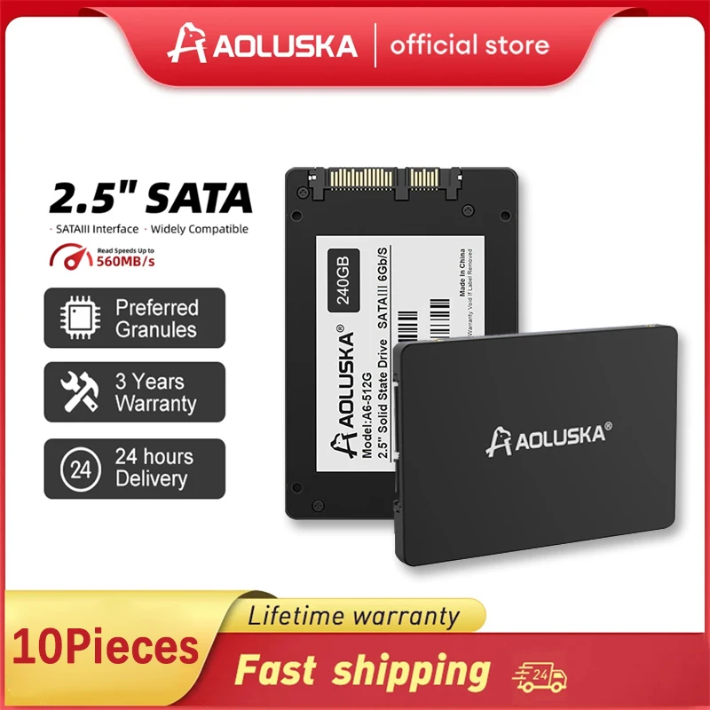 10PCS SSD SATA 3.0 128GB 256GB 512GB 1TB 2TB 2.5 Inch SATA III Desktop  Notebook Internal Solid State Drive SSD 1TB