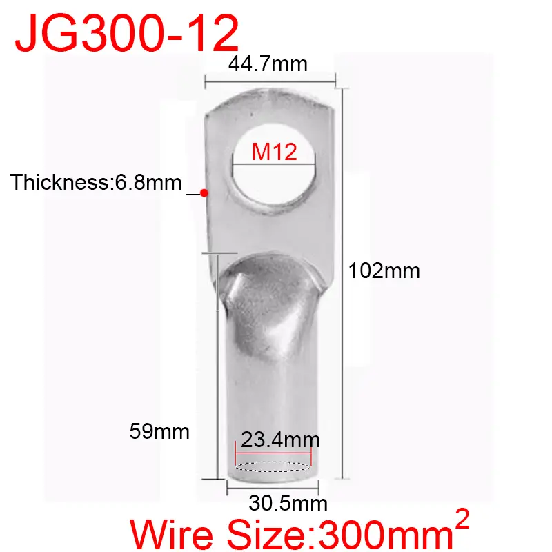 JG6/10/16/25/35/50/70/95/120-300 Marine Copper Screw Hole Electric Wire Cable Ring Tubular Cord End Lug Connector Crimp Terminal - Image 27