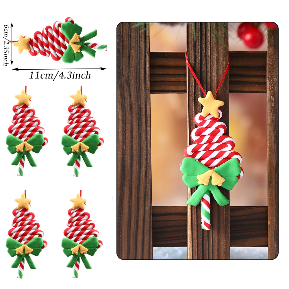 4/6pcs Mix Cute Xmas Candy Cane Lollipop Ice Cream Christmas Tree Balls Ornament Hanging Christmas Home Decor 2023 Navidad Decor