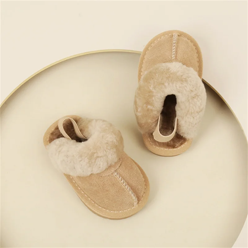 Baby Winter Leather Slipper Shoes Rubber Non-slip Toddler Indoor Kids baby shoes children slippers