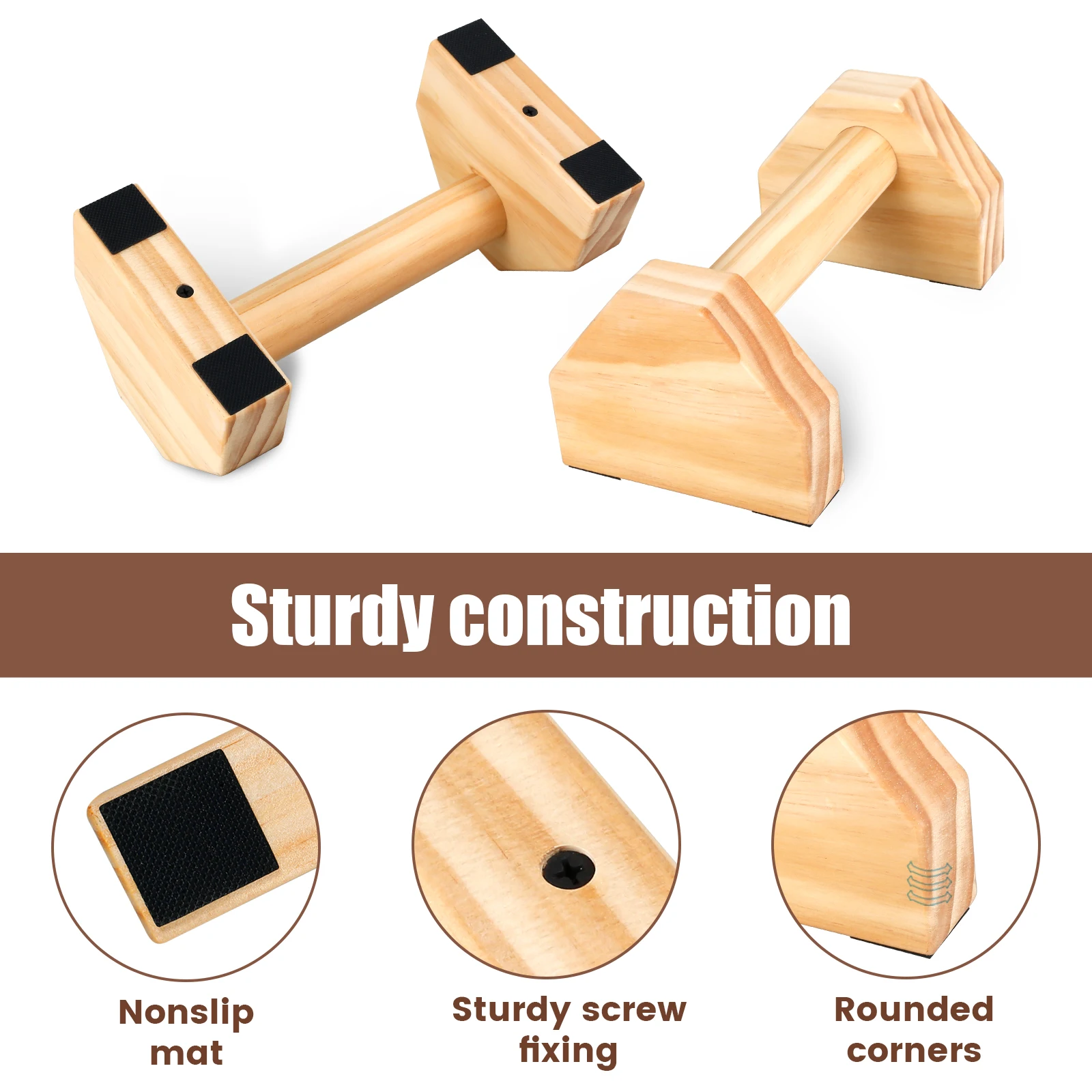 Wooden Push-Up Bar Stands Exercise Non-Slip Parallettes Handle Stands Calisthenics Fitness Equipment Home Strength Training