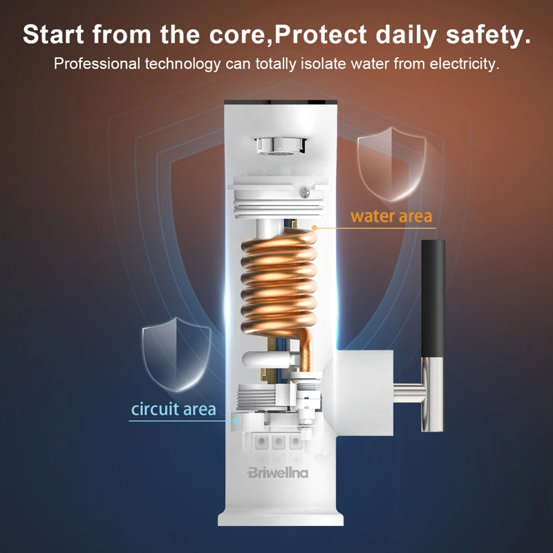 Briwellna سخان مياه كهربي 220 فولت صنبور المطبخ Ta...