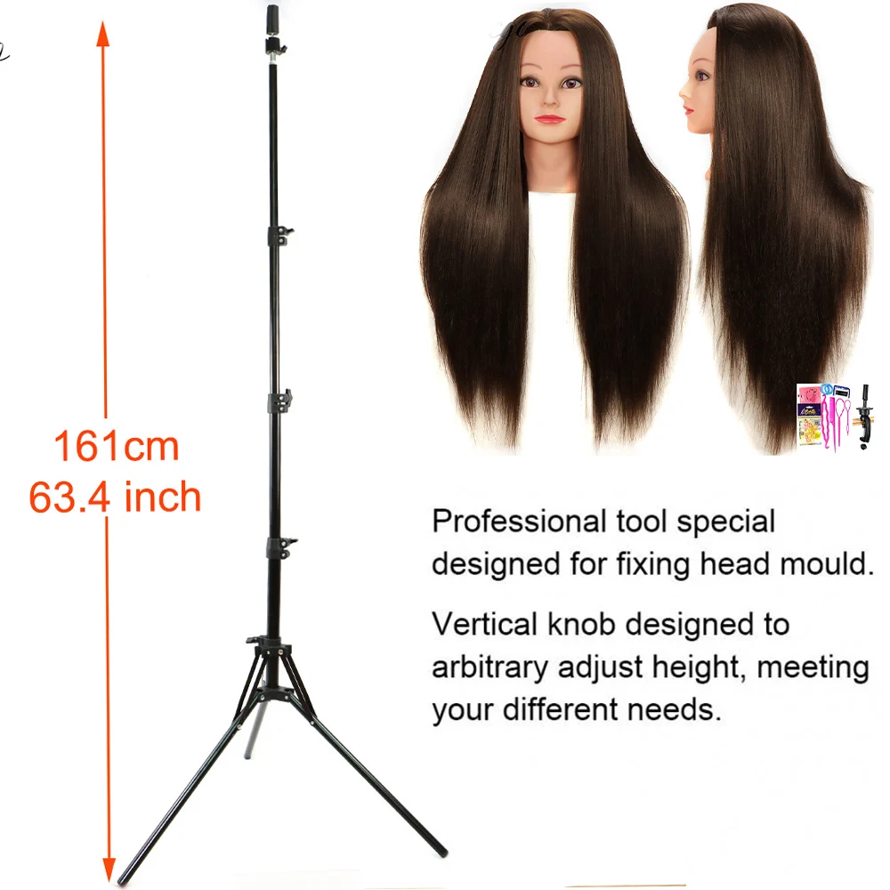 AliLeader 55 Inch Wig Stand Tripod Mannequin Head Stand Wig Stand Tripod  with Head Wig Head Stand with Manequin Head Wig Tripod Stand with Tool Tray