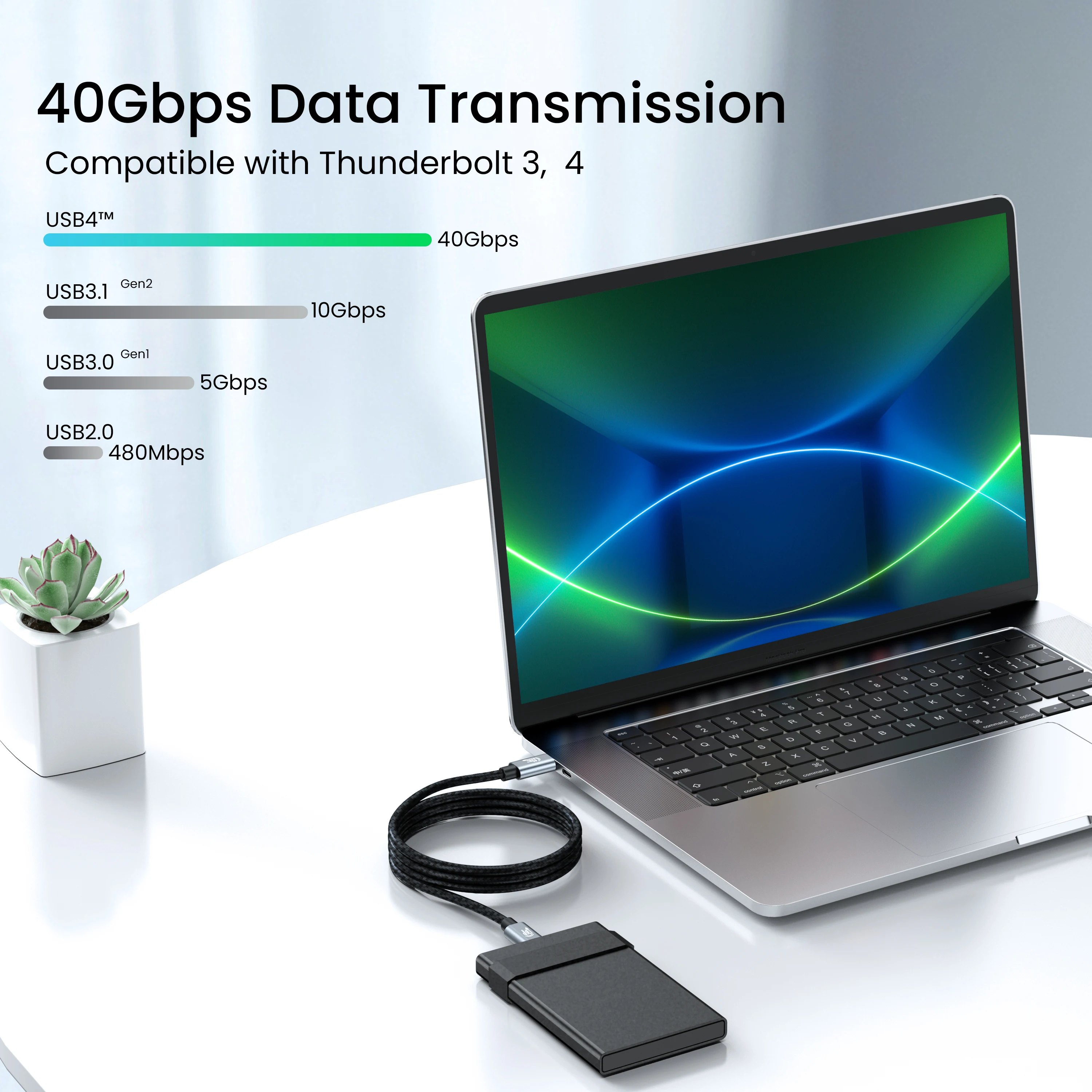 Type c cable Thunderbolt 4 cable USB adapter cable NIERBO USB C Cable Male to Male USB 4.0 240W 40Gbps Type C Thunderbolt 4 Cable 8K@60hz Video Super-Fast Data Charging